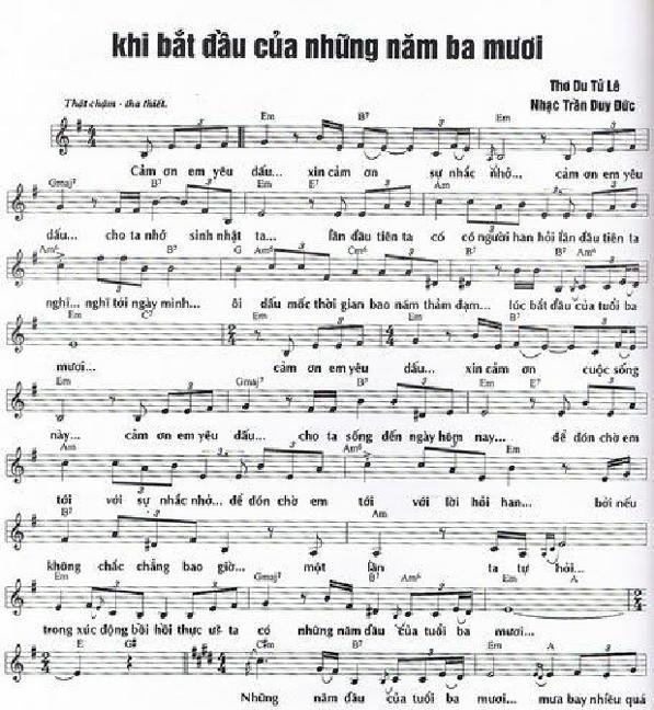 Sheet nhạc Khi Bắt Đầu Những Năm 30